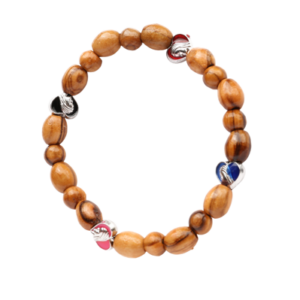 Bracciale Spirituale in Legno d'Olivo con il cuore di Maria