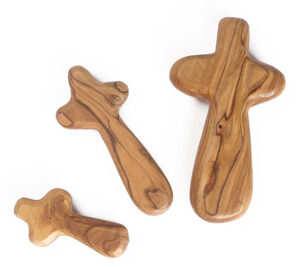 Croce del Conforto Ergonomica in Legno d'Olivo della Terra Santa-roce della vita