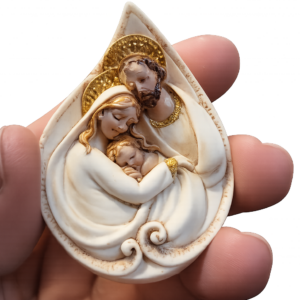 Sacra Famiglia "Goccia di Luce" Decorata | Icona Natività Artigianale da Appoggio