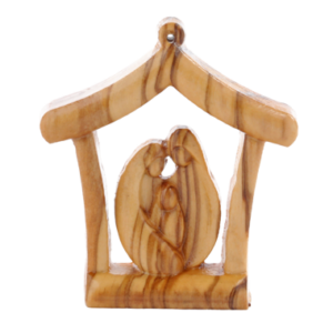 Capanna della Natività Stilizzata in Legno d’Olivo – Artigianato di Betlemme