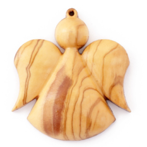 Angelo Custode Classico in Legno d’Olivo – Addobbo Natalizio Artigianale