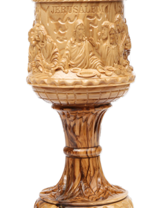 Calice Eucaristico Artigianale con Altorilievo Ultima Cena - Legno d'Olivo