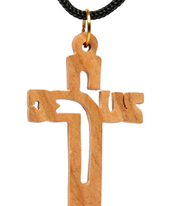Croce Pendente "Jesus" in Legno d’Ulivo - L'Incontro tra Arte e Fede