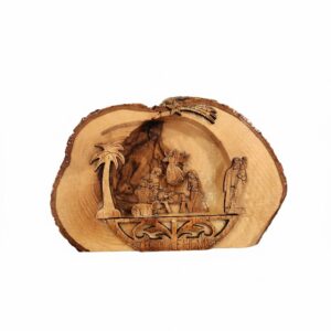 Presepe "Guscio di Betlemme" in Legno d'Ulivo con Corteccia Naturale